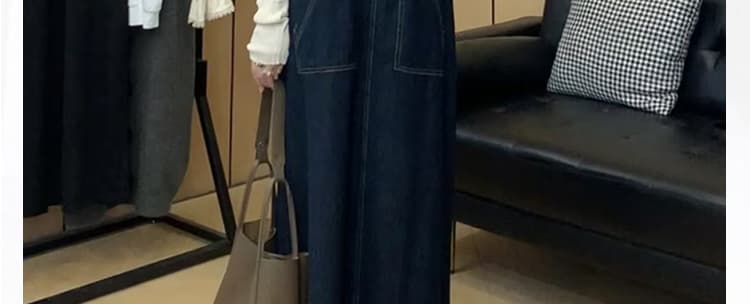 대 물품 가을 겨울 두꺼운 데님 조끼 원피스 니트 스웨터 맨위 루즈핏 슬림해 보이는 임산부 투피스 세트 상세 이미지 10