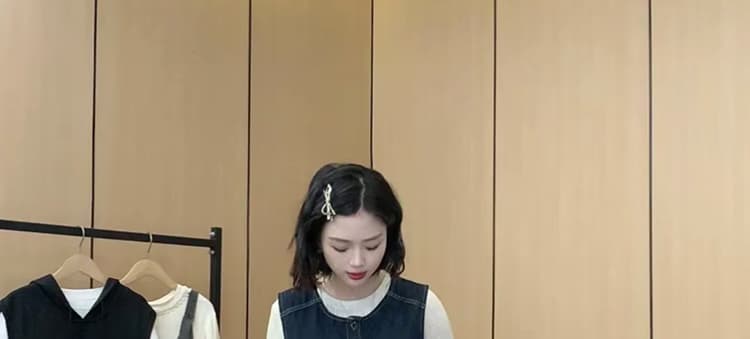 대 물품 가을 겨울 두꺼운 데님 조끼 원피스 니트 스웨터 맨위 루즈핏 슬림해 보이는 임산부 투피스 세트 상세 이미지 23