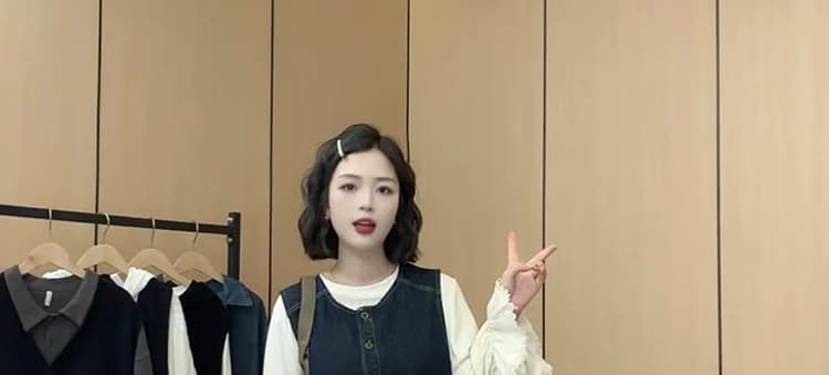 대 물품 가을 겨울 두꺼운 데님 조끼 원피스 니트 스웨터 맨위 루즈핏 슬림해 보이는 임산부 투피스 세트 상세 이미지 43