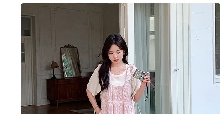 대 물품 새로운 레이스 자카드 임산부 조끼 스커트 투피스 세트 여름 고급 센스 홀로우 아웃 자수 드레스 상세 이미지 42