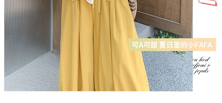 대 물품 여름 새로운 패션 품격 루즈핏 레이스 맨위 휴식 센스 꽃밭 와이드 레그 팬츠 임산부 투피스 세트 상세 이미지 6