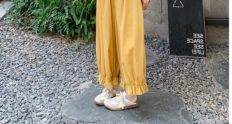 대 물품 여름 새로운 패션 품격 루즈핏 레이스 맨위 휴식 센스 꽃밭 와이드 레그 팬츠 임산부 투피스 세트 상세 이미지 34