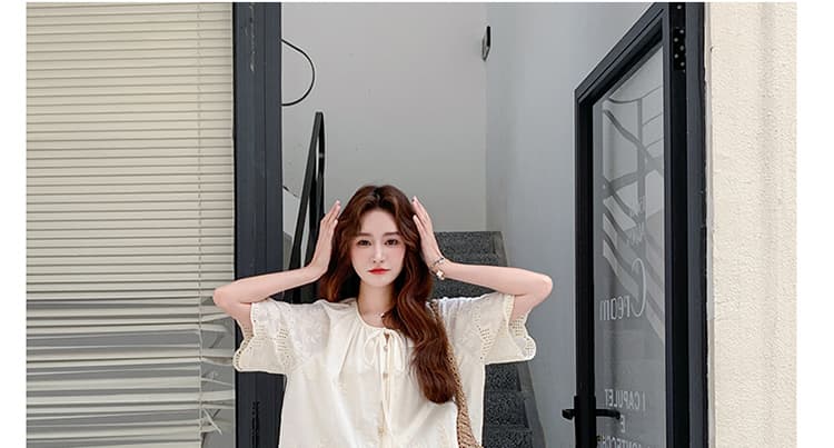 대 물품 여름 새로운 패션 품격 루즈핏 레이스 맨위 휴식 센스 꽃밭 와이드 레그 팬츠 임산부 투피스 세트 상세 이미지 45