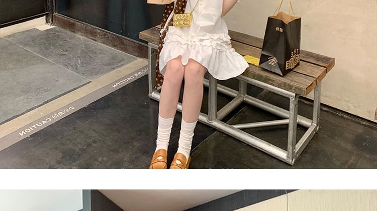 새로운 연꽃 잎 레이스 연령 감소 임산부 반팔 드레스 여름 스탠드 칼라 루즈핏 미니 스커트 상세 이미지 43