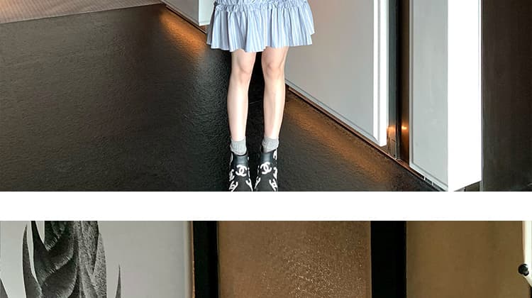 새로운 연꽃 잎 레이스 연령 감소 임산부 반팔 드레스 여름 스탠드 칼라 루즈핏 미니 스커트 상세 이미지 55
