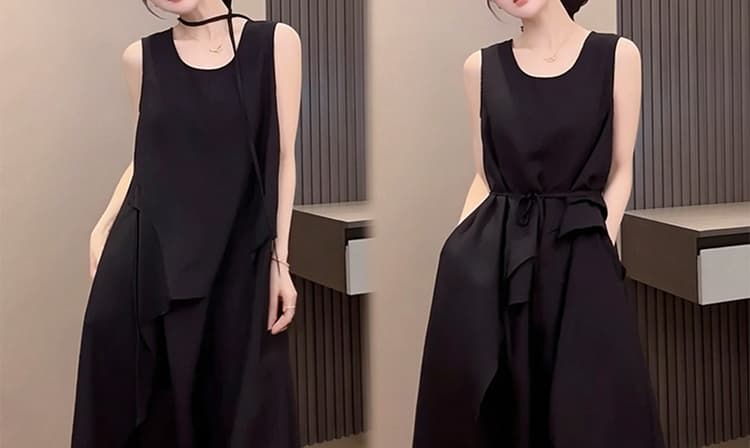 한 부서 디자인 센스 절묘한 민소매 임산부 드레스 여름 새로운 불규칙한 품격 루즈핏 슬림해 보이는 A라인 스커트 상세 이미지 16