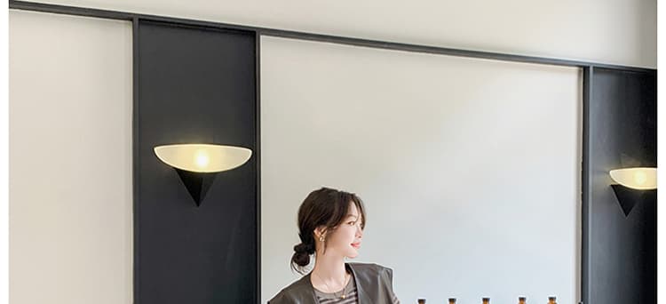 지금 한 부서 PU 가죽 조끼 스트라이프 치마 봄 가을 새로운 고유 한 아름다운 소금 부서 연령 감소 임산부 롱 스커트 투피스 세트 상세 이미지 31