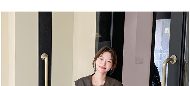 지금 한 부서 PU 가죽 조끼 스트라이프 치마 봄 가을 새로운 고유 한 아름다운 소금 부서 연령 감소 임산부 롱 스커트 투피스 세트 상세 이미지 62
