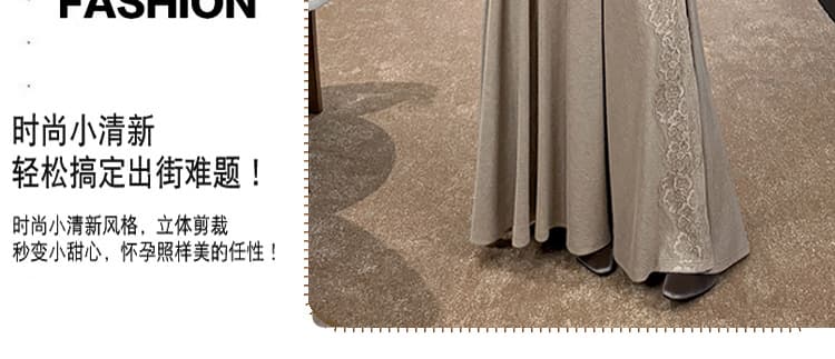 가을 켜기 새로운 레이스 조각 높음 폭탄 니트 임산부 투피스 슈트 상세 이미지 12