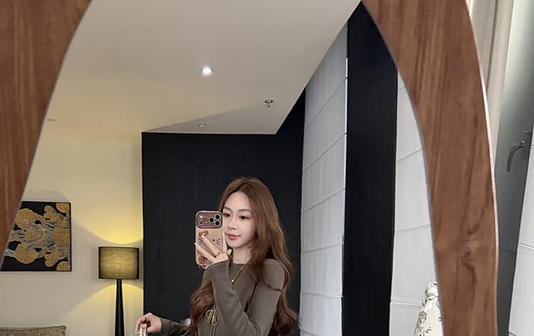 가을 켜기 새로운 레이스 조각 높음 폭탄 니트 임산부 투피스 슈트 상세 이미지 24