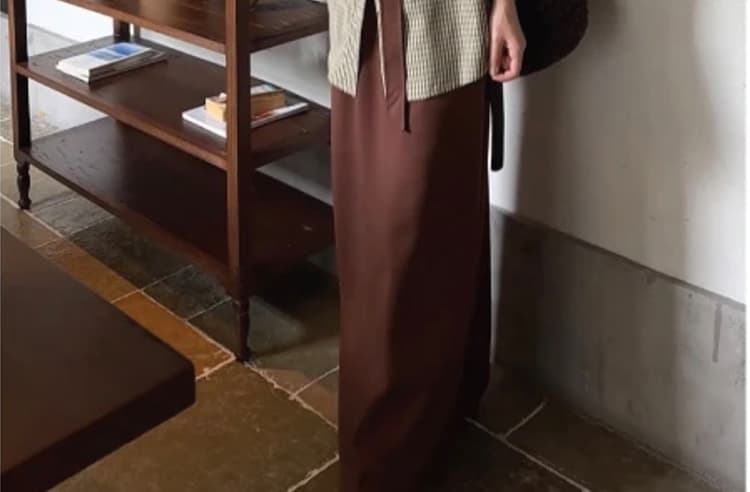 새로운 항구 바람 레트로 체크무늬 세트 루즈핏 슬림해 보이는 다용도 셔츠 스카프 반신 스커트 임산부 3종 세트 상세 이미지 20