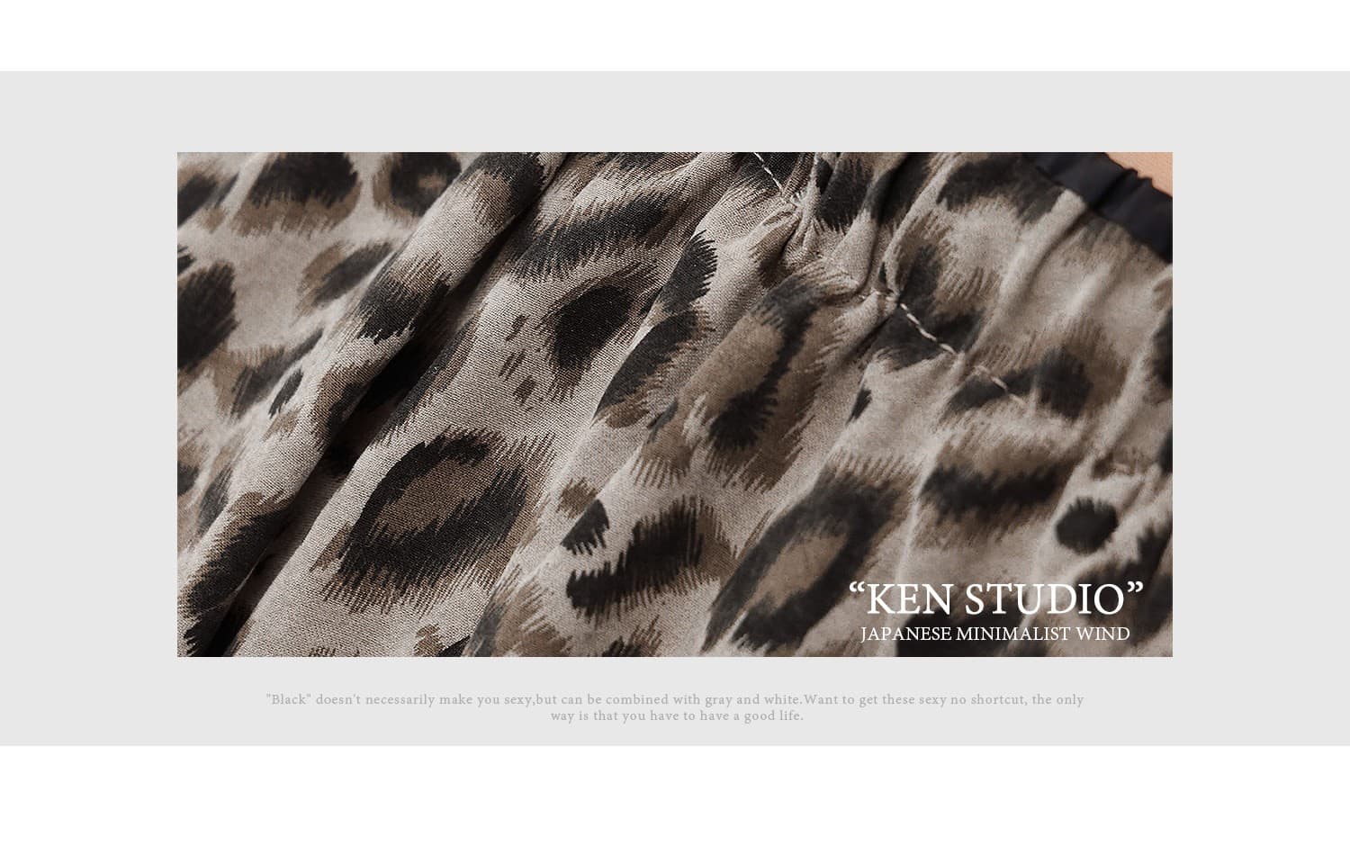 ken studio 봄 여름 높음 거리 아메리칸 레트로 레오파드 무늬 캐주얼 바지 여성 하이웨이스트 루즈핏 슬림해 보이는 와이드 레그 팬츠 바지 상세 이미지 3
