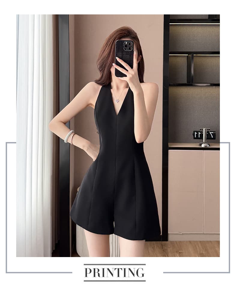 검정색 그는 벤 바람 여성 드레스 고급 섹시함 행침 목 예복 치마 품격 로얄 자매 바람 백리스 올인원 반바지 상세 이미지 14