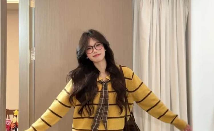 지금 출산 착용 한 부서 폴로 칼라 긴팔 스트라이프 루즈핏 외국 가스 다용도 니트 스웨터 양모 복부 지지 바지 세트 상세 이미지 19