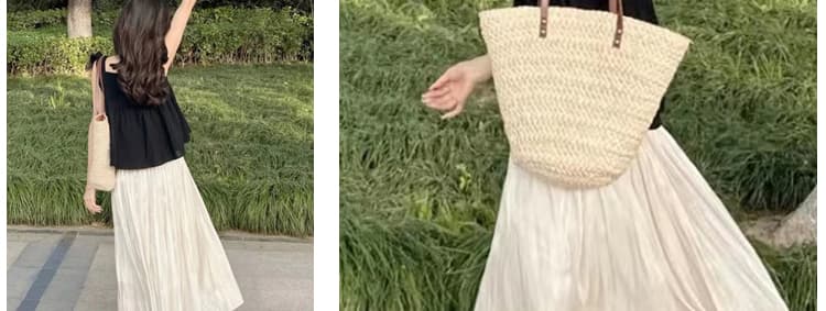 지금 임산부 여름 드레스 패션 새로운 표지 배 민소매 인형 셔츠 맨위 품격 슬림해 보이는 반신 스커트 투피스 세트 상세 이미지 11