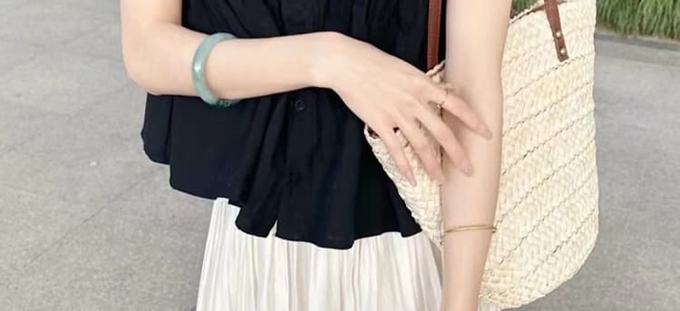 지금 임산부 여름 드레스 패션 새로운 표지 배 민소매 인형 셔츠 맨위 품격 슬림해 보이는 반신 스커트 투피스 세트 상세 이미지 26
