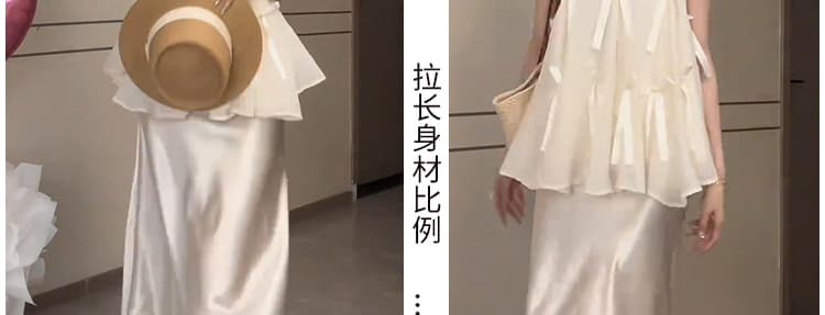 지금 출산 착용 고급 센스 달콤함 연령 감소 세트 여성 나비 매듭 조끼 맨위 복부 지지 반신 스커트 투피스 세트 상세 이미지 8