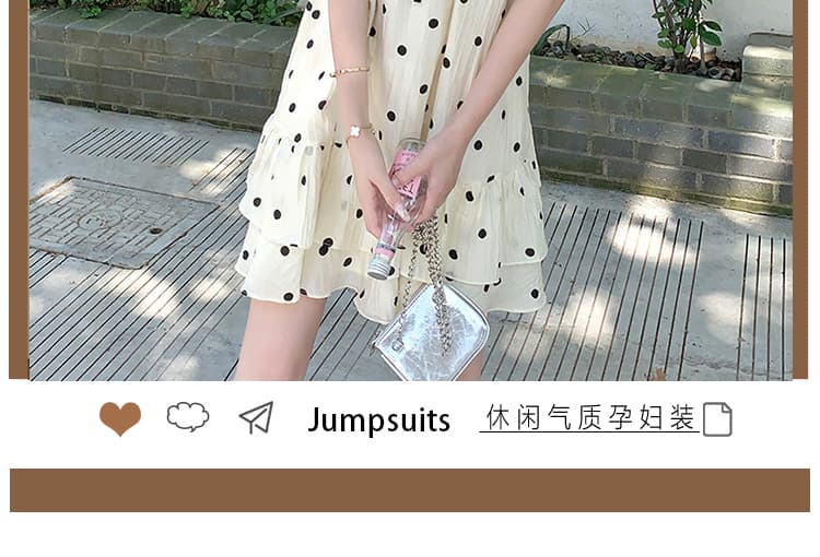 지금 출산 착용 프랑스식 오프숄더 도트 무늬 인형 드레스 새로운 단순한 관대 한 고급 센스 착용 가져 가라. 퍼프 스커트 상세 이미지 6