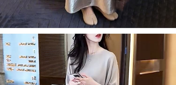지금 출산 착용 패션 여름 새로운 세련된 외국 가스 루즈핏 맨위 문단 얼굴 반신 스커트 투피스 세트 상세 이미지 29