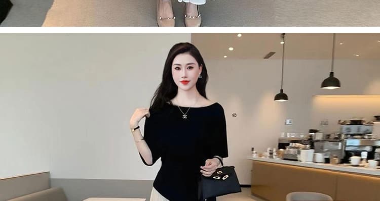 지금 출산 착용 새로운 프랑스식 품격 라운드 넥 반팔 맨위 빛 요리 한 바람 패션 돼지 코 버클 반신 치마 세트 상세 이미지 18