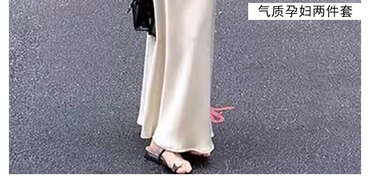 지금 출산 착용 품격 착용 가져 가라. 나비 매듭 디자인 센스 슬립 맨위 도루 센스 한 마디 반신 롱 스커트 세트 상세 이미지 3