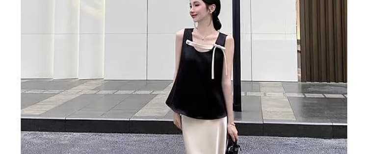 지금 출산 착용 품격 착용 가져 가라. 나비 매듭 디자인 센스 슬립 맨위 도루 센스 한 마디 반신 롱 스커트 세트 상세 이미지 25