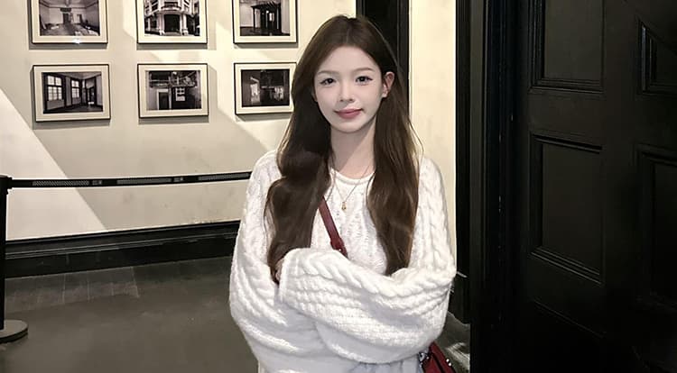 지금 출산 착용 봄 가을 고급 센스 느긋한 바람 꽈배기 풀오버 니트 스웨터 양모 복부 지지 와이드 레그 팬츠 세트 상세 이미지 26