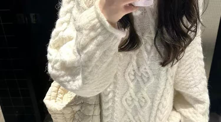 지금 출산 착용 봄 가을 고급 센스 느긋한 바람 꽈배기 풀오버 니트 스웨터 양모 복부 지지 와이드 레그 팬츠 세트 상세 이미지 33