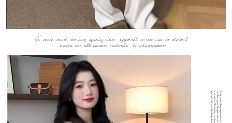 지금 출산 착용 소금 달콤한 부서 착용 가져 가라. 느긋한 바람 니트 스웨터 자수 방귀 커튼 슬림해 보이는 품격 와이드 레그 팬츠 투피스 세트 상세 이미지 24
