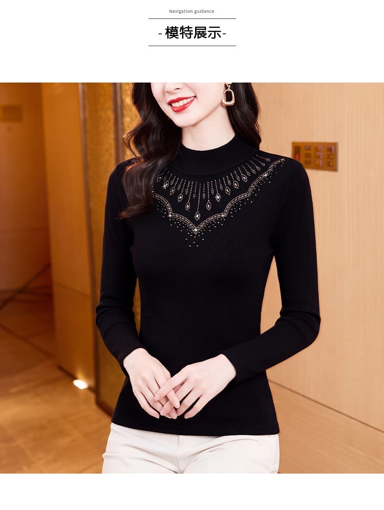 2026 가을 새로운 빅 사이즈 여성 의류 검정색 망사 기본 셔츠 상세 이미지 8