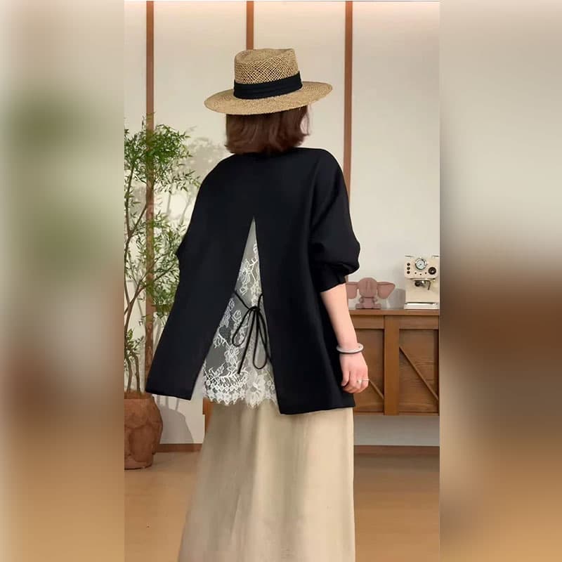 오래된 돈 바람 긴팔 셔츠 느슨함 센스 느긋한 바람 자외선 차단 맨위 고급 센스 도루 센스 루즈핏 반신 스커트 투피스 세트 이미지 5