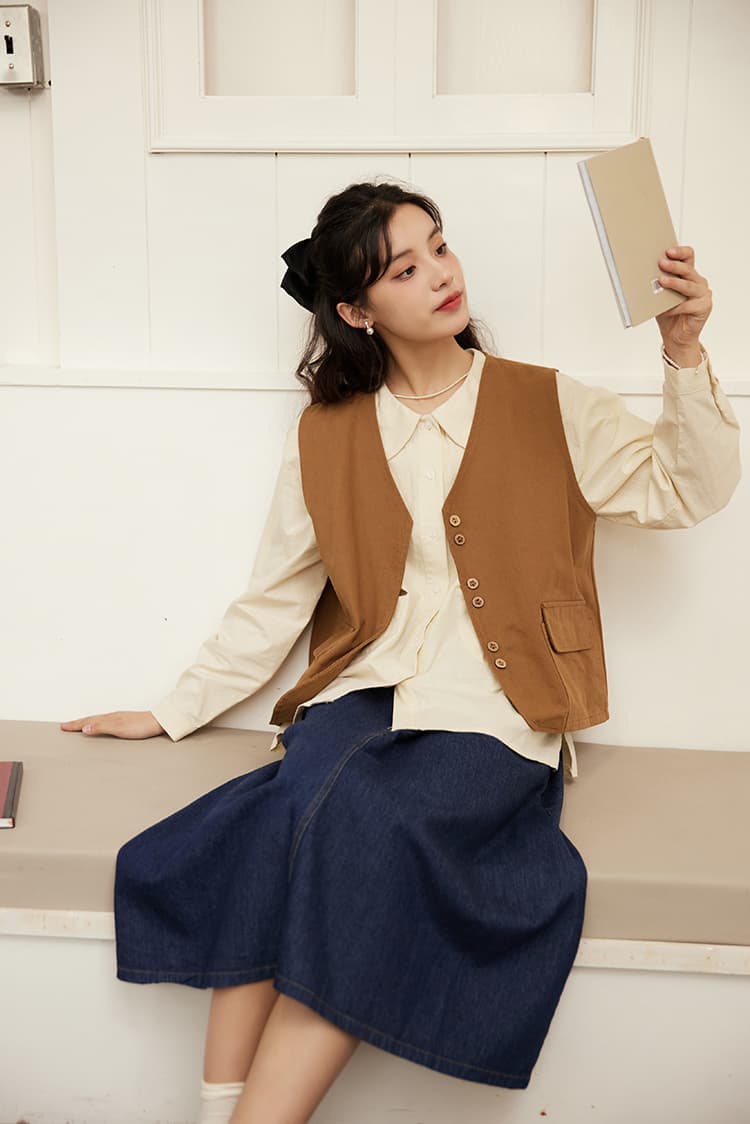 실사 2026 새로운 외부 가져 가라. 스택 착용 베스트 디자인 센스 작은 대중 다용도 신조류 어깨 조끼 상세 이미지 2