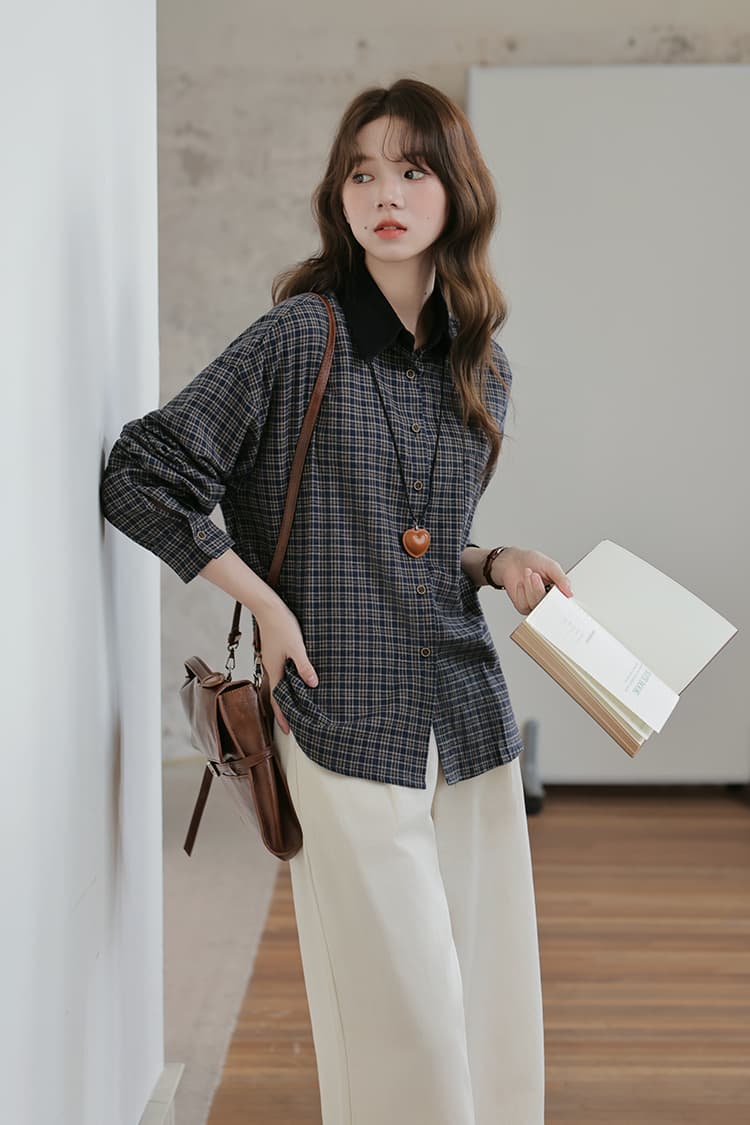 실사 레트로 POLO 칼라 체크무늬 여성 코트 유럽 역 2025 가을 의상 새로운 패션 외국 가스 맨위 트렌디 상세 이미지 12