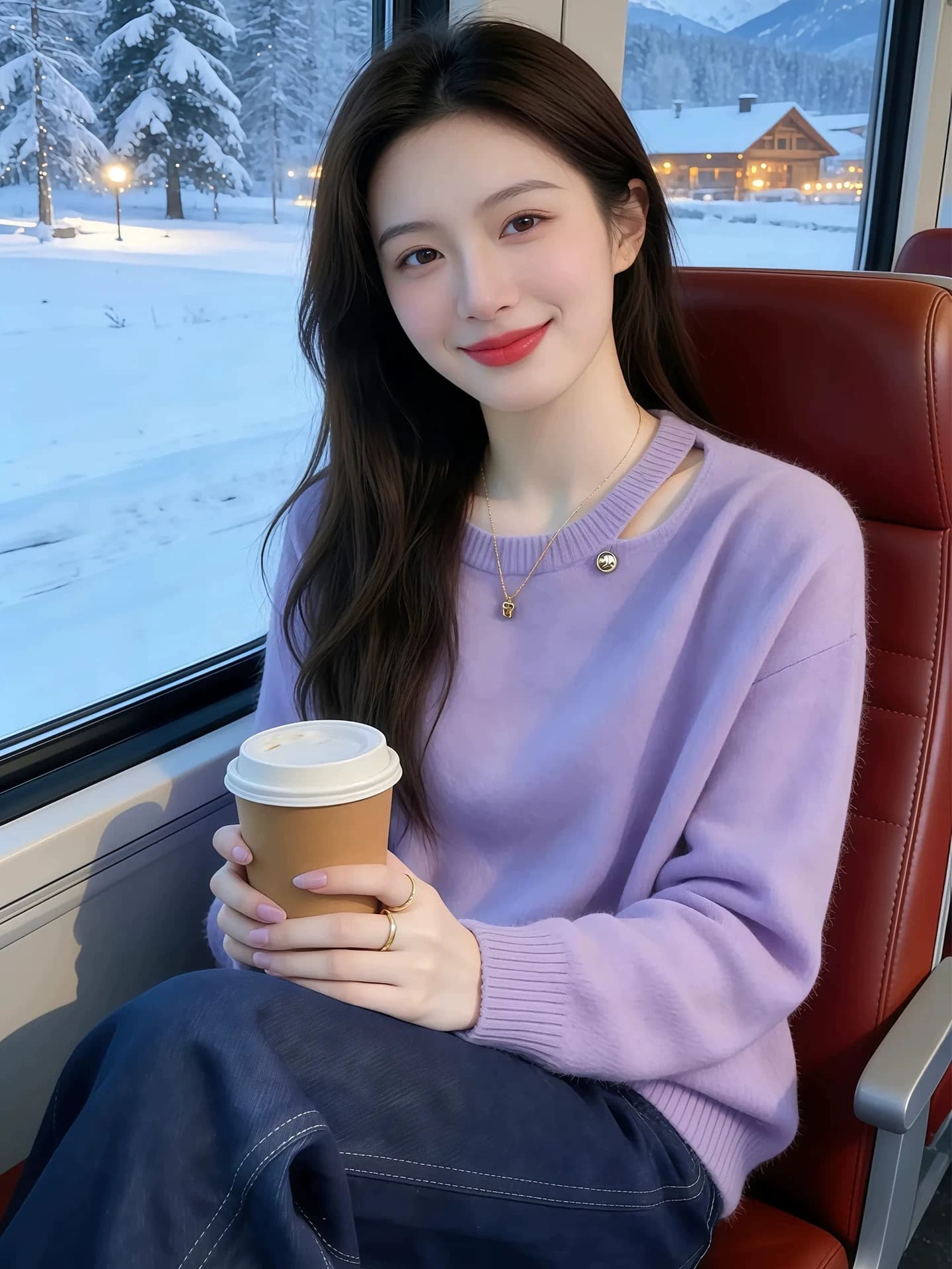 부드러운 느긋한 보라색 홀로우 아웃 부드러운 찹쌀 니트 스웨터 스웨터 여자 2026 봄 가을 자이언트 잘 생긴 한 부서 아름다운 맨위 이미지 3