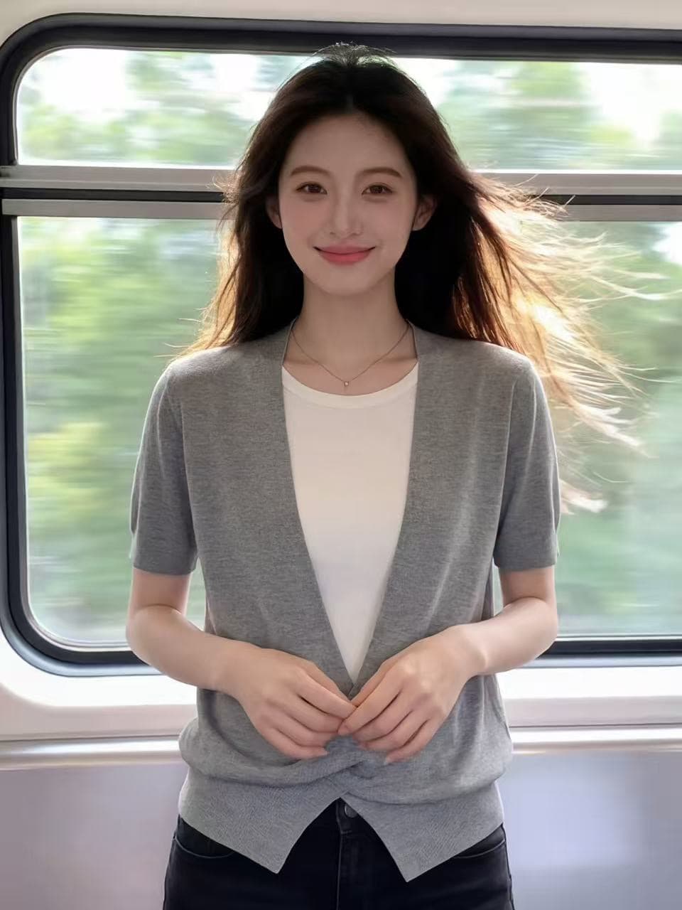 티셔츠 여성용 짧은 소매 2026 여름 고유 한 아름다운 그레이트 보지 마 명중 섹션 디자인 센스 쇼트 스타일 아름다운 긍정적 인 어깨 작은 맨위 이미지 3