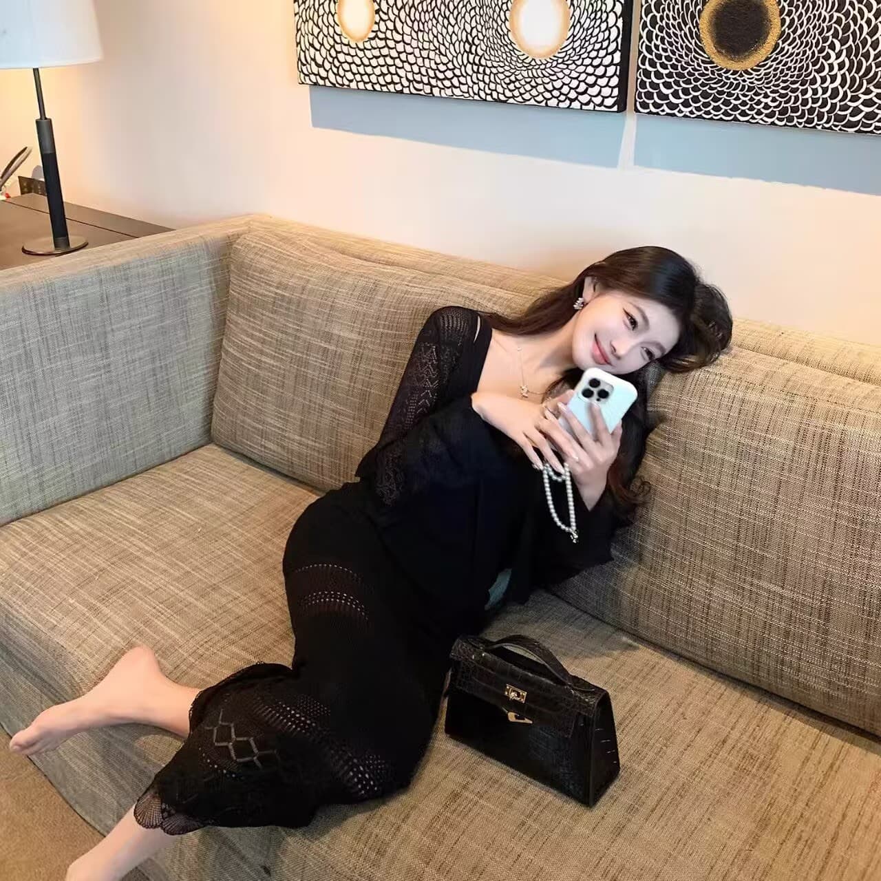 여름 오래된 돈 휴가 센스 상쾌 부드러운 마 센스 홀로우 아웃 조끼 스커트 오픈 가디건 상세 이미지 3