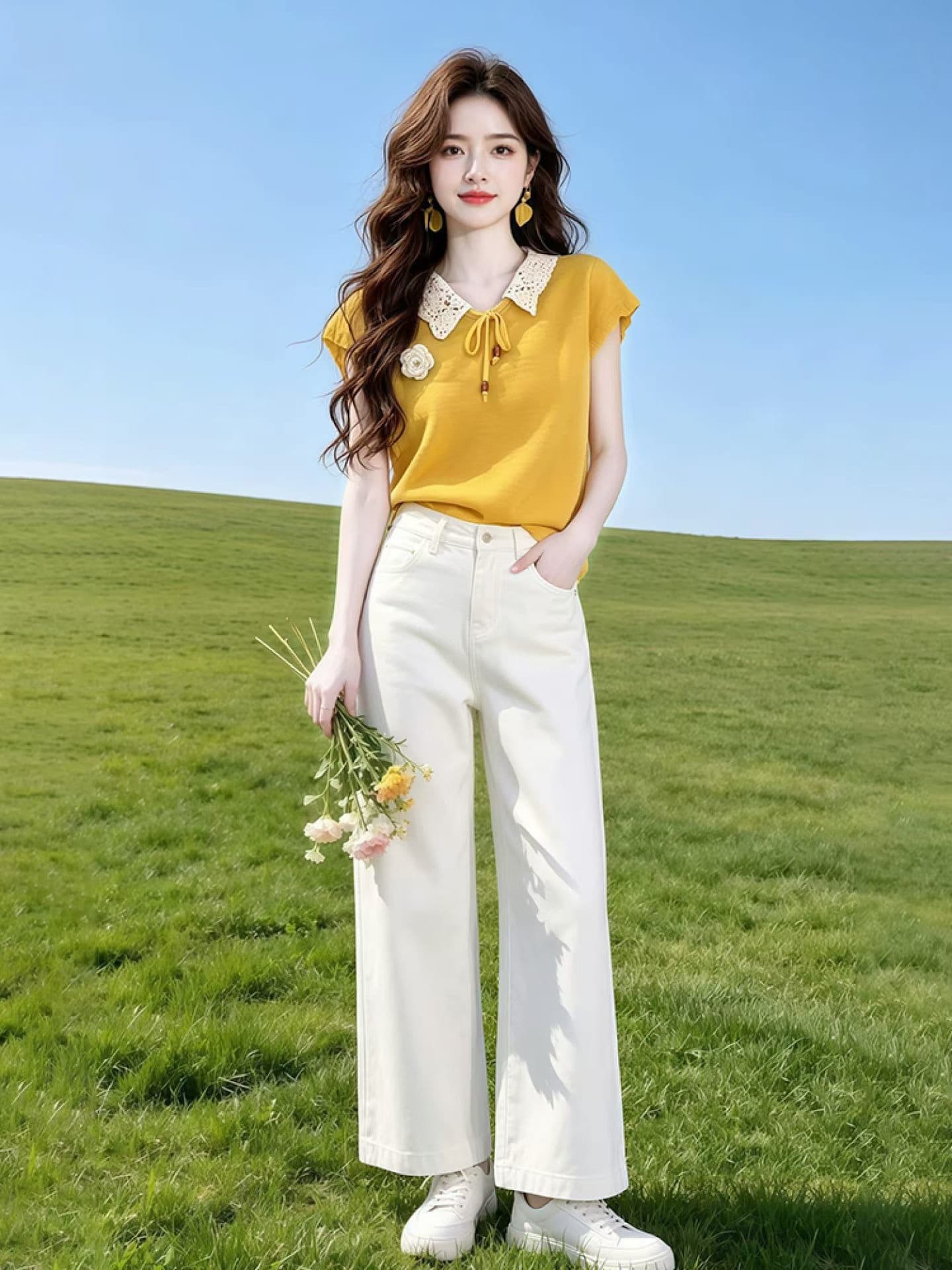 외국 가스 연령 감소 자수 베이비 칼라 니트 작은 셔츠 여성 2026 여름 새로운 루즈핏 슬림해 보이는 다용도 반팔 맨위 상세 이미지 5