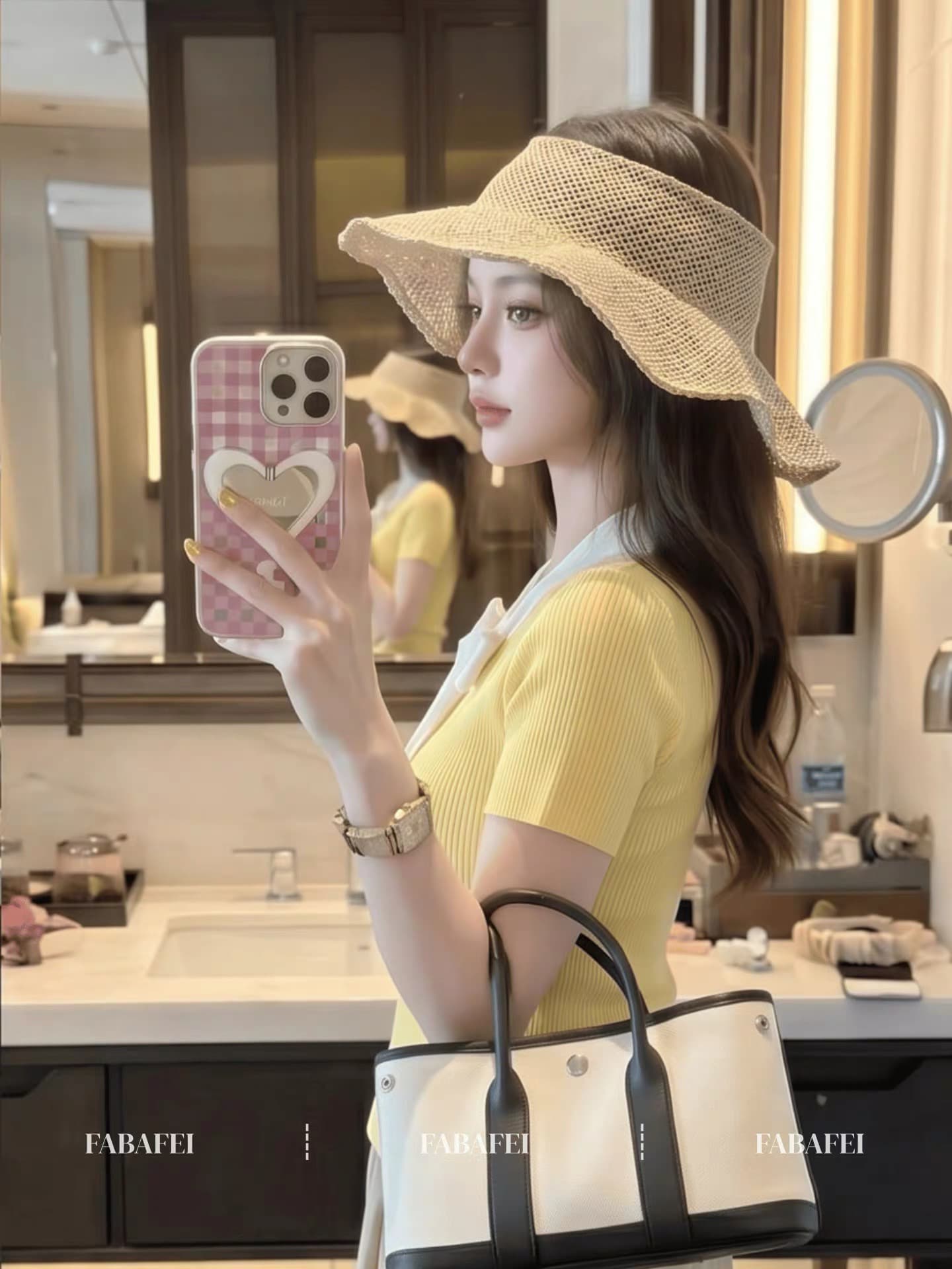달콤함 명문 여성 바람 황색 나비 매듭 리본 니트 스웨터 여성 여름 폴로 칼라 레이스업 몸매 가꾸기 슬림해 보이는 반팔 맨위 상세 이미지 5