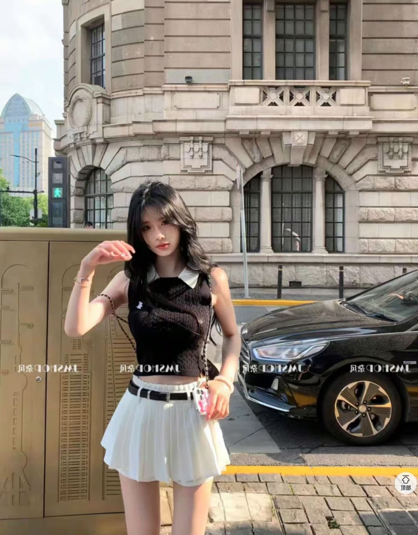 디자인 센스 자수 폴로 칼라 민소매 조끼 여성 의류 2026 여름 작은 키 몸매 가꾸기 쇼트 스타일 니트 맨위 이미지 4