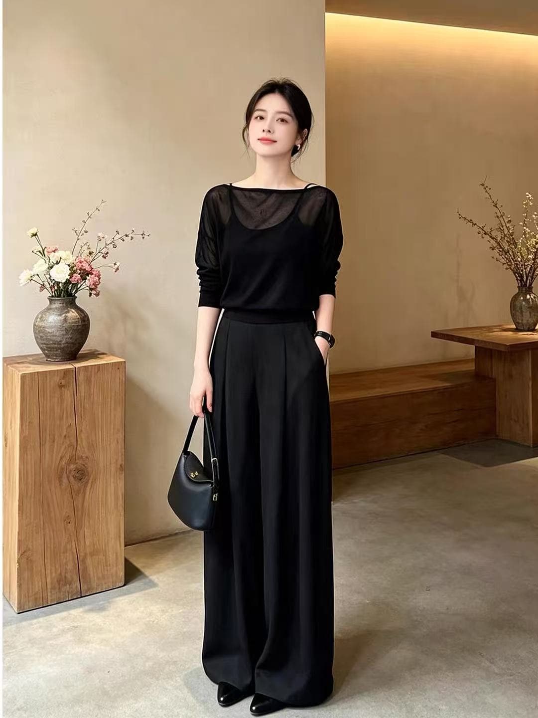 여름 작은 대중 디자인 센스 오프숄더 마이크로 ~을 통해 검정색 미니멀리즘 자외선 차단 맨위 이미지 3