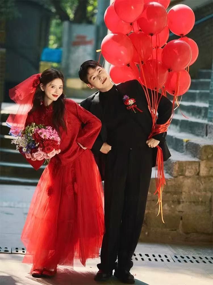새로운 중식 국풍 참여 예복 치마 아름다운 아침 로브 결혼 고급 품격 레트로 뒷문 캐주얼웨어 일상 웨어러블 상세 이미지 5