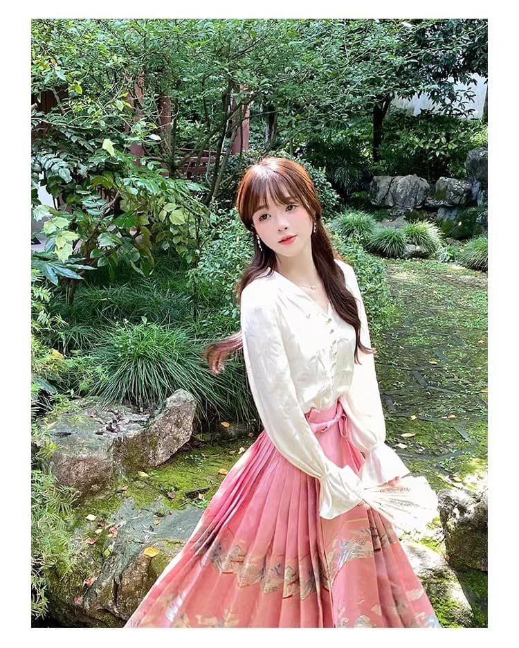 가을 새로운 새로운 중식 국풍 일상 말 얼굴 치마 연령 감소 달콤함 세트 여성 2026 차 부서 착용 가져 가라. 전체 집합 상세 이미지 9