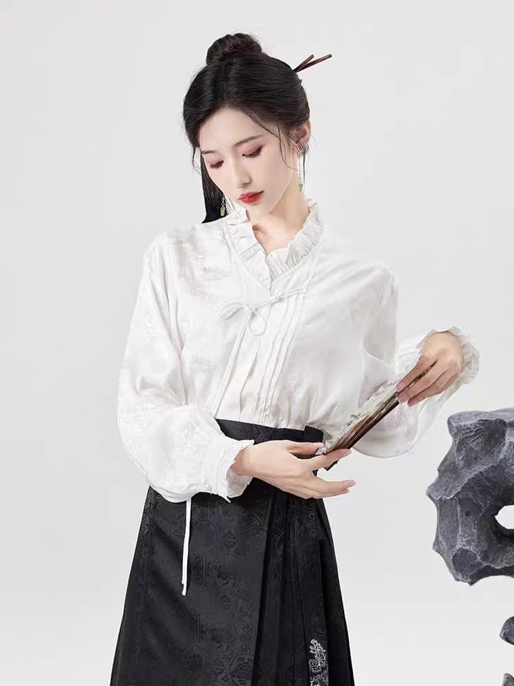 펑라이 원더랜드 말 얼굴 치마 코디 국풍 새로운 중식 고급 센스 슬림해 보이는 일상 출퇴근 세트 패션 상세 이미지 3