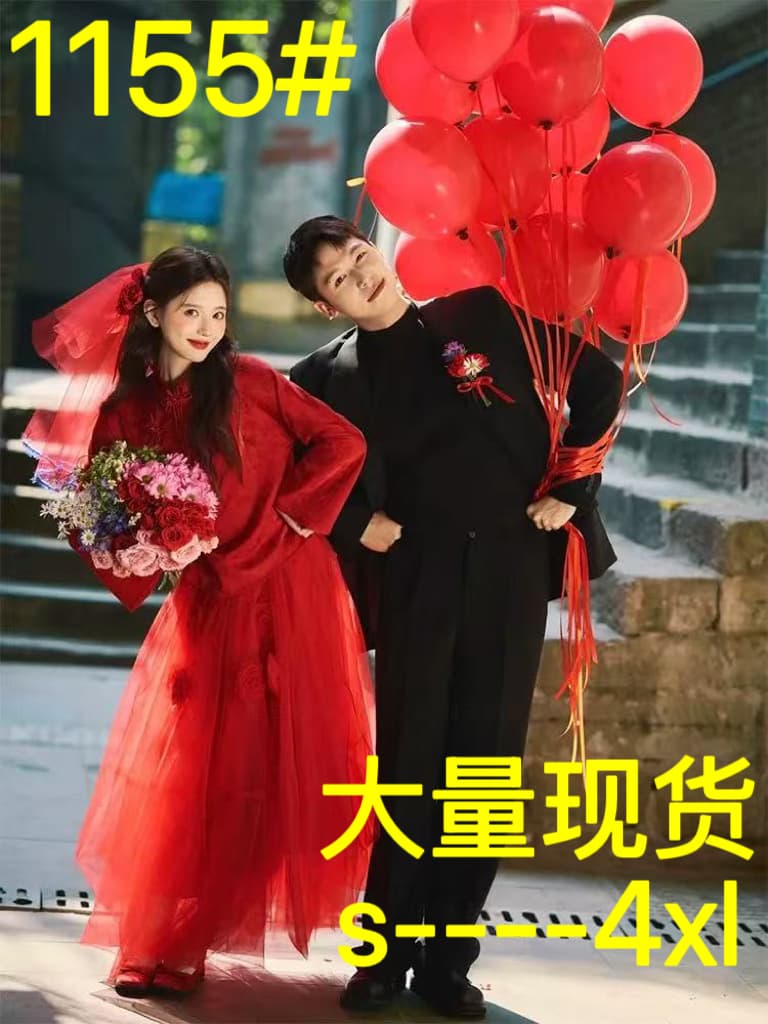새로운 중식 국풍 참여 예복 치마 아름다운 아침 로브 결혼 고급 품격 레트로 뒷문 캐주얼웨어 일상 웨어러블