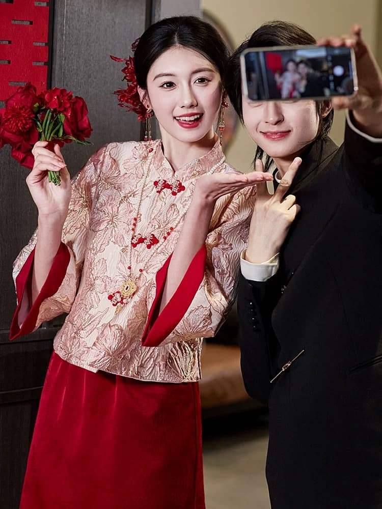 새로운 중식 토스트 서비스 2026 새로운 신부 참여 고급 센스 임산부 캐비닛에서 잔치 예복 치마 여성 빅 사이즈 지방 mm 상세 이미지 3