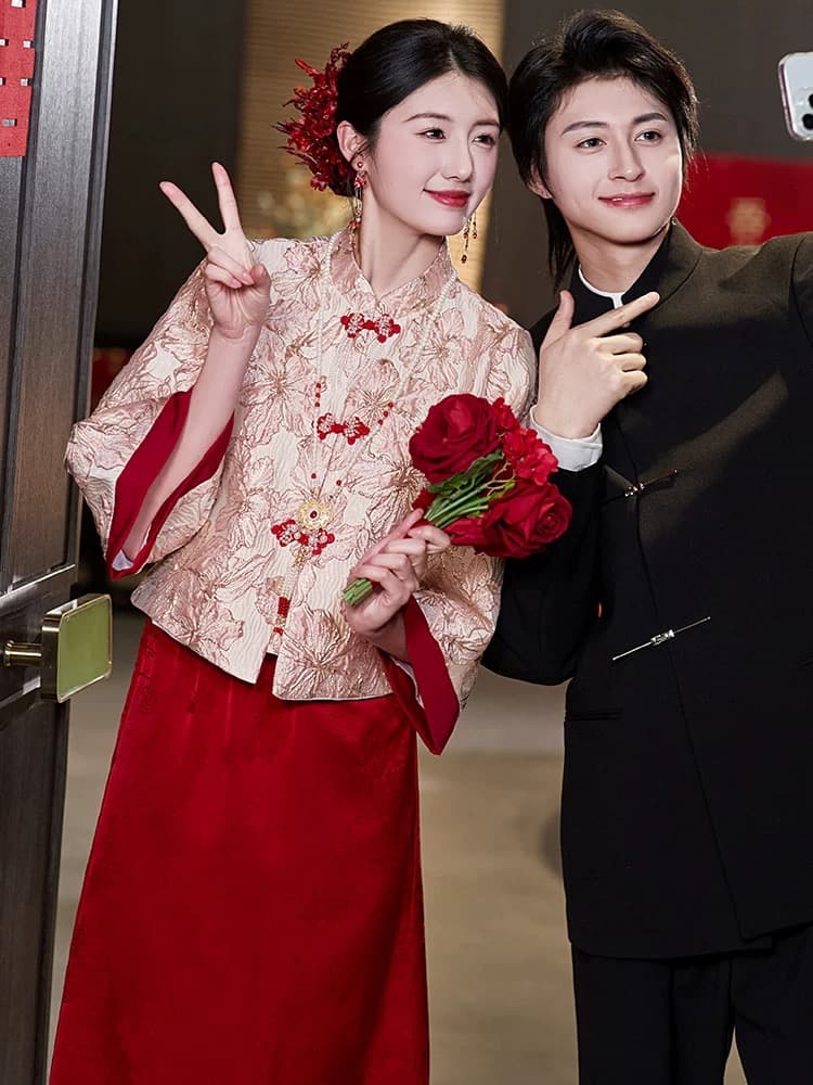 새로운 중식 토스트 서비스 2026 새로운 신부 참여 고급 센스 임산부 캐비닛에서 잔치 예복 치마 여성 빅 사이즈 지방 mm 상세 이미지 4