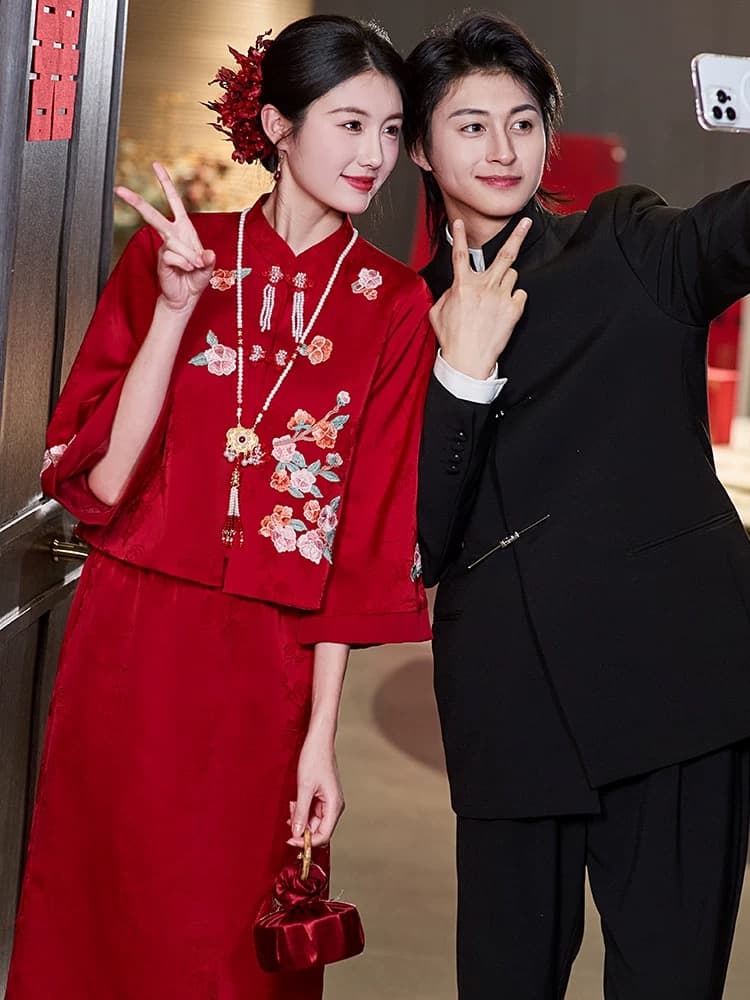 새로운 중식 토스트 서비스 보여주기 와우 서비스 빅 사이즈 지방 mm 신부 결혼 관대 한 점잖은 참여 예복 캐비닛에서 잔치 결혼 서비스 상세 이미지 3