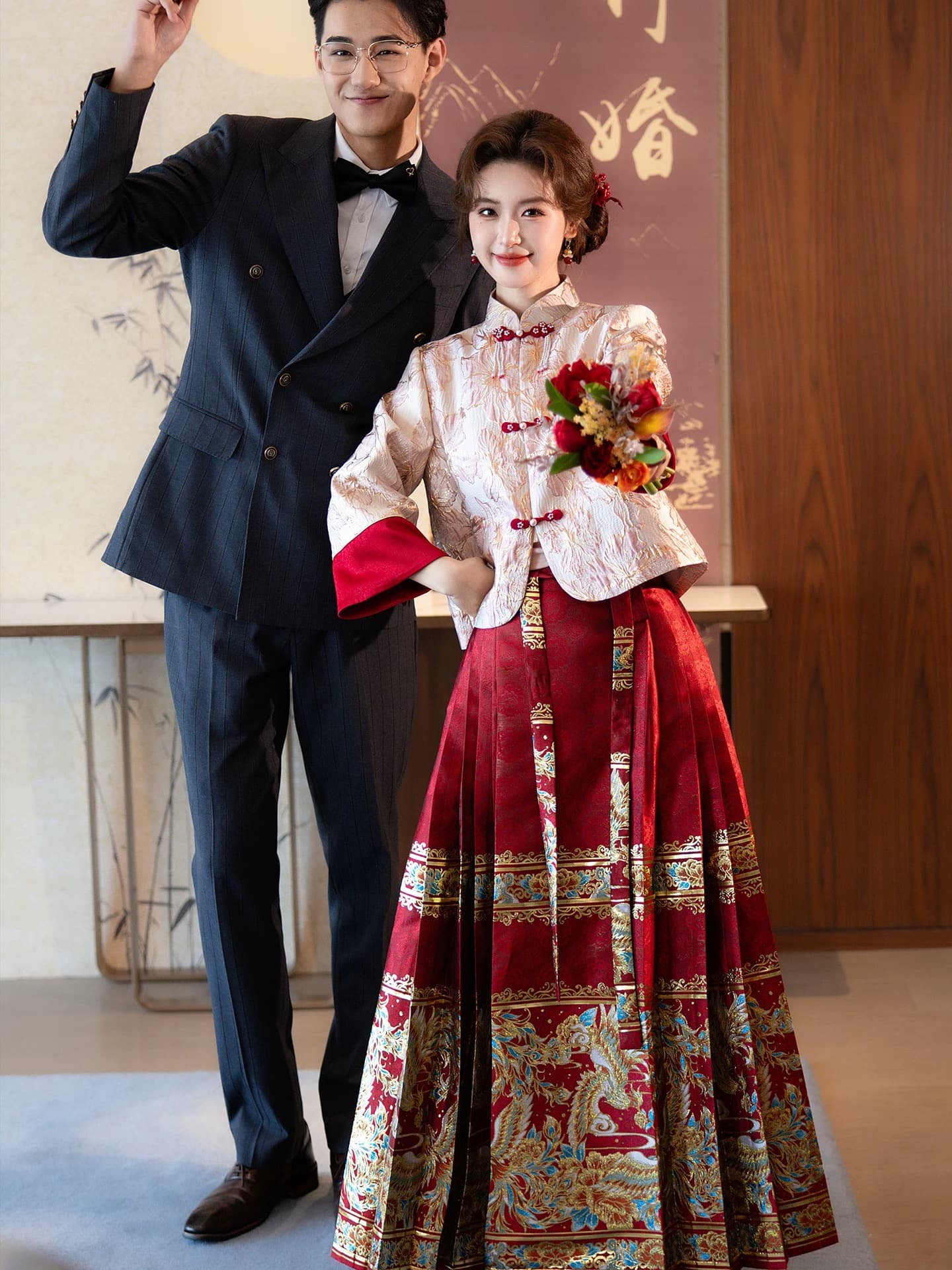 광장 미스 새로운 중식 맨위 암컷 말 얼굴 치마 개선 보여주기 와우 세트 토스트 서비스 결혼 참여 예복 상세 이미지 3