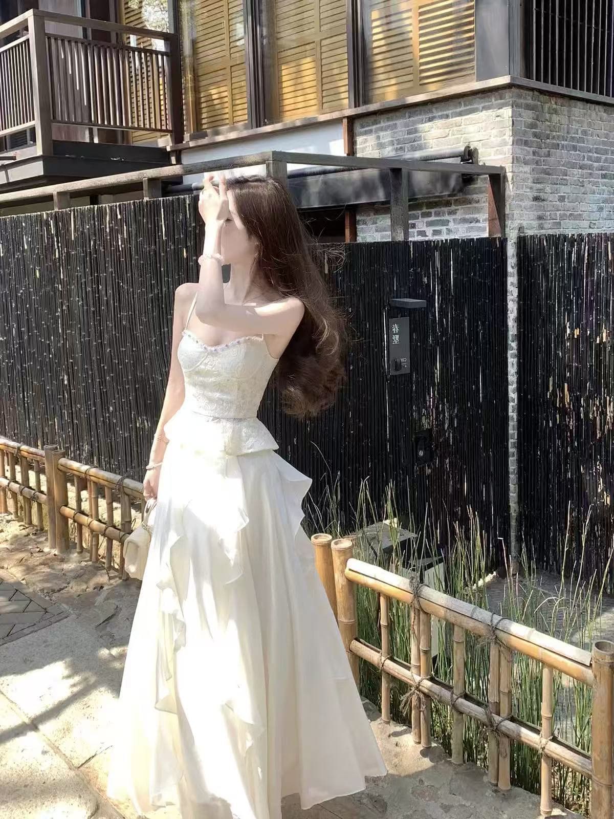 부드러운 부서 튀김 거리 우유 乖離 세트 순수한 욕망 레이스 슬립 맨위 반신 스커트 투피스 세트 우유 부서 착용 가져 가라. 전체 집합 상세 이미지 6