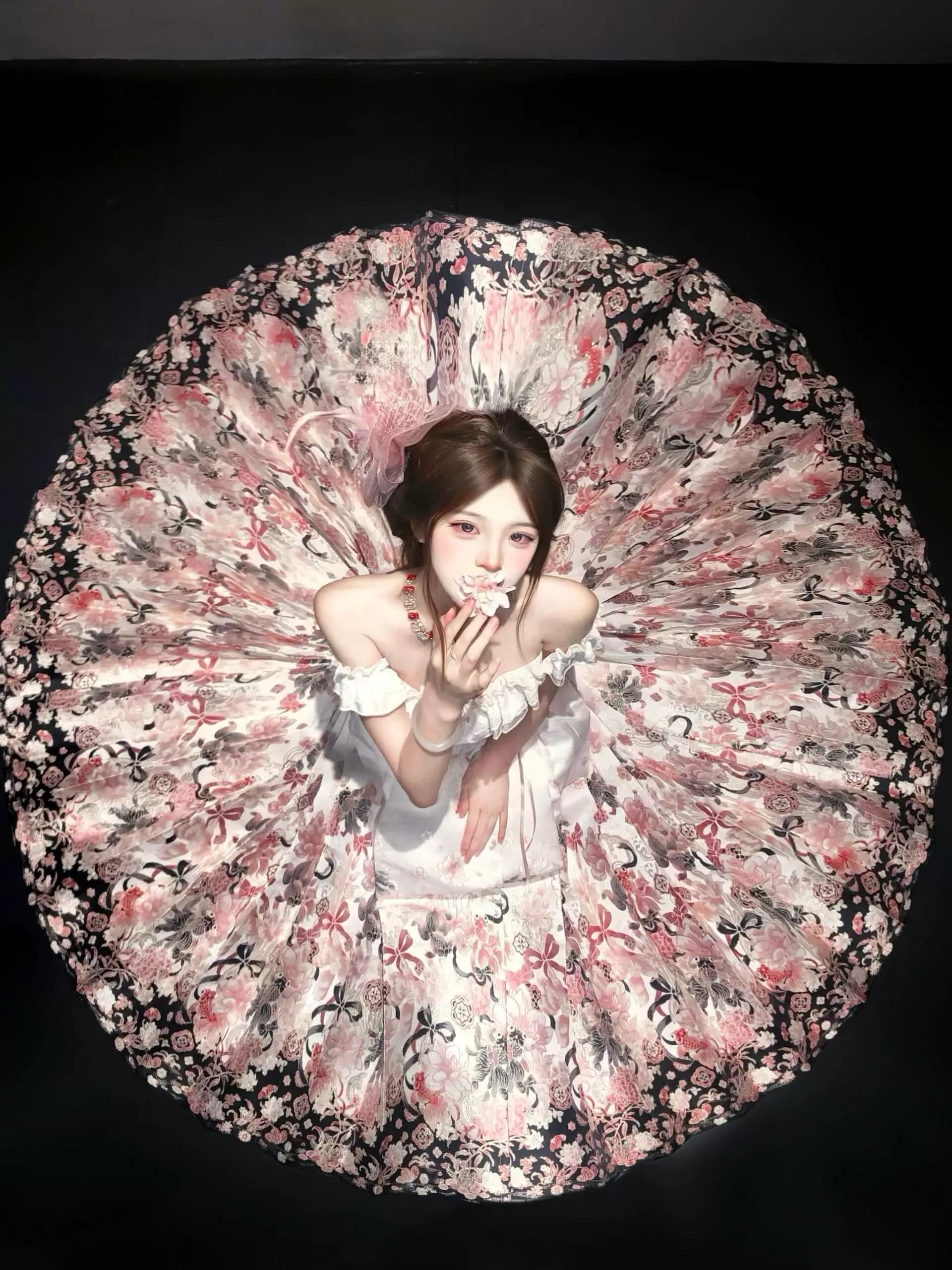 새로운 중식 한푸 핑크색 플리츠 말 얼굴 치마 투피스 슈트 여성 여름 국풍 성인 예복 생선뼈 튜브탑 의류 상세 이미지 2